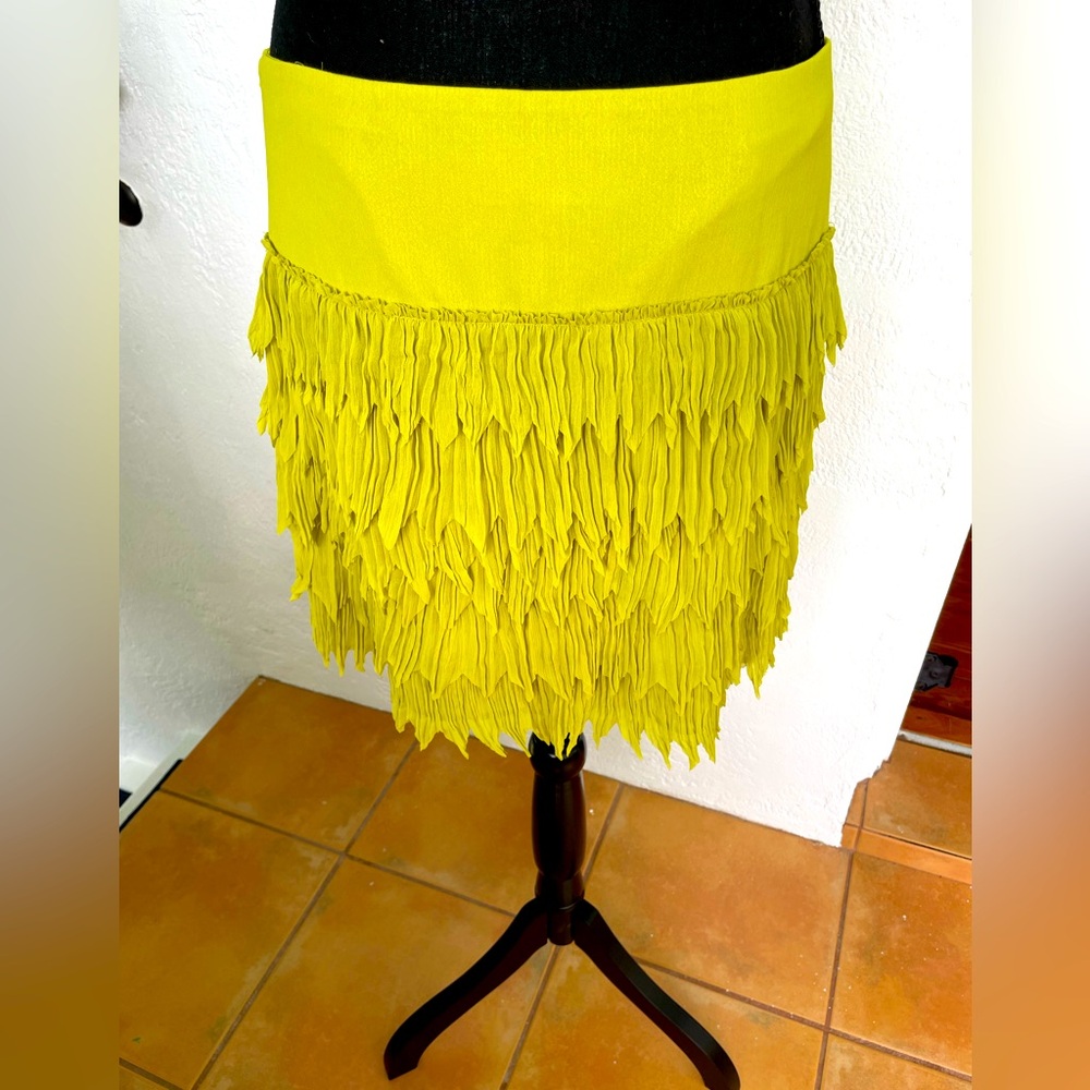 NWT PHILOSOPHY Layered Lined Mini Skirt Mauna Green w/side zipper Sz 10 - Picture 2 of 7